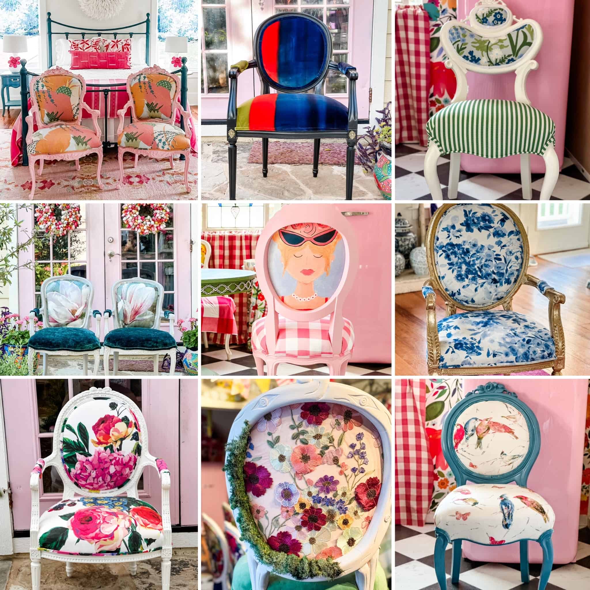 Original Fabrics Become Art for Chairs - Chair Whimsy