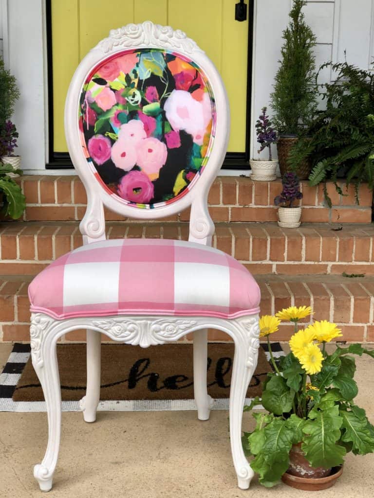 Charley Floral with Pink Buffalo Check Chair Whimsy