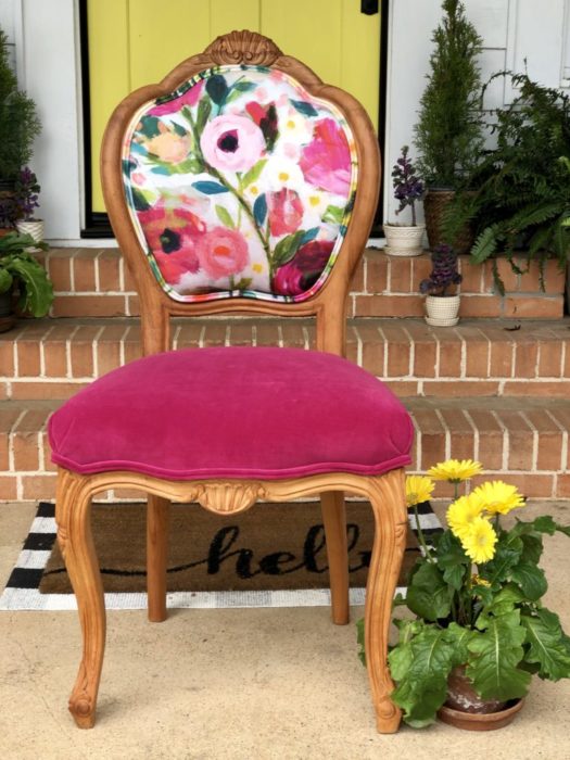 Clover Floral with Pink Seat - Chair Whimsy
