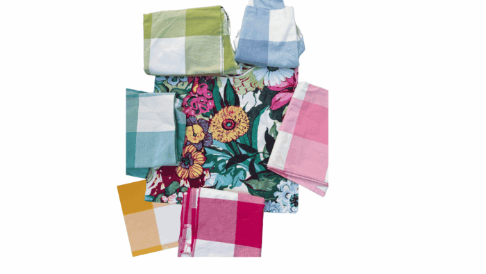 Floral and buffalo check fabrics for the chairs