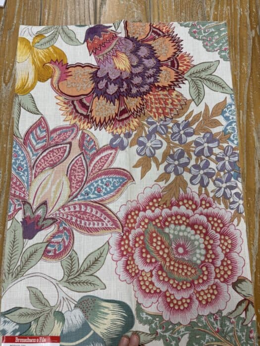 The hero fabric with a floral and various colors.