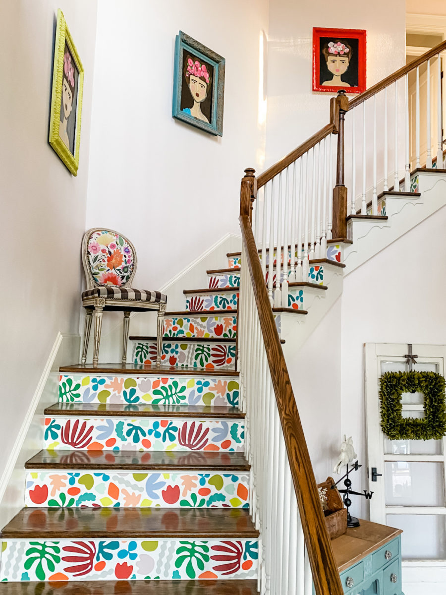 Wallpaper at top of staircase top floor  Staircase wallpaper ideas Stair  wall decor Staircase wall decor