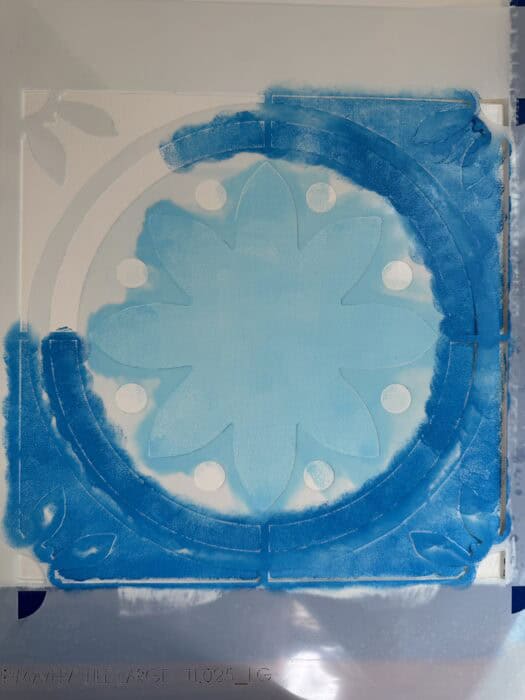 Stencil with 2 different paints.