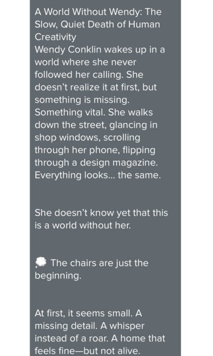 Picture of a text about a story of what if. 
