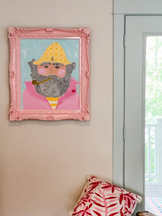 Picture of sailor in a pink frame.