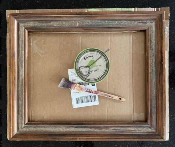 Empty frame ready to be painted with green paint.
