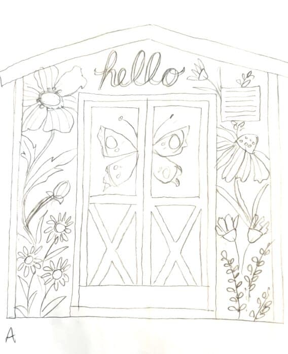 Sketch of side door for the shed
