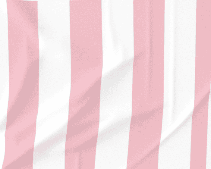 Spoonflower fabric in a wide pink and white stripe.