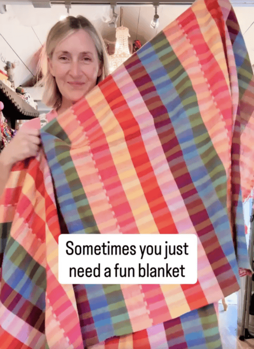 Colorful plaid blanket from San Miguel.